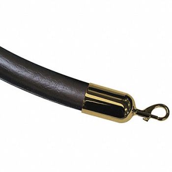 LAWRENCE METAL Barrier Rope Blk Polished Brass Snap End, 45RL63