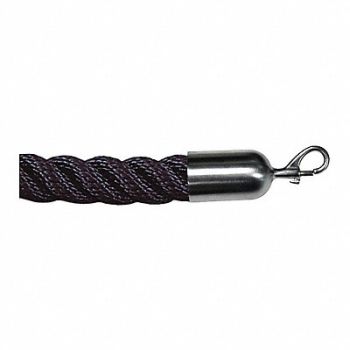 LAWRENCE METAL Barrier Rope Nylon Black 8 ft L, 45RL67