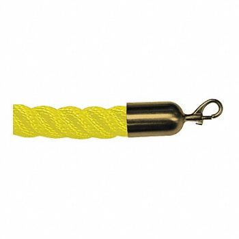 LAWRENCE METAL Barrier Rope Yllw 6 ft L Brass Snap End, 45RL71