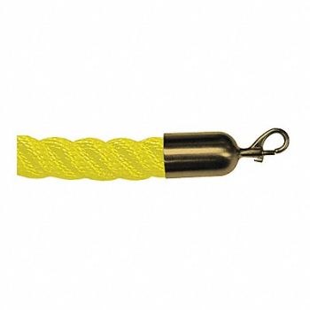 LAWRENCE METAL Barrier Rope Yllw 10 ft.L Brass Snap End, 45RL78