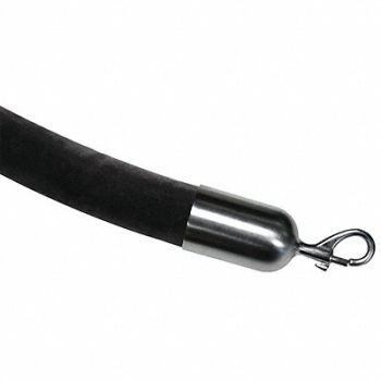 LAWRENCE METAL Barrier Rope Velour Black 6 ft L, 45RL84