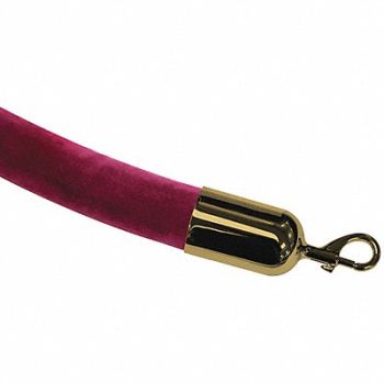TENSABARRIER Barrier Rope Maroon Plshd Brass Snap End, 45RL87