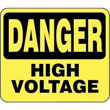 LAWRENCE METAL Acrylic Sign Yellow Danger High Voltage, 45RL97