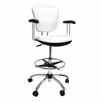 SHOPSOL Task Chair Vinyl White 17-25 Seat Ht, 45TX12