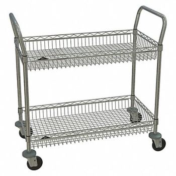 METRO Wire Basket Cart Chrome 39in.H x 36in.L, 45TY51