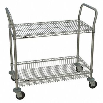 METRO Wire Utility Cart Chrome 39in.H x 36in.L, 45TY52