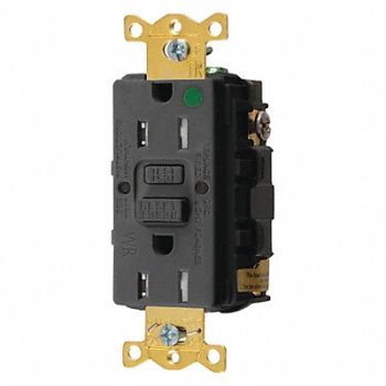 HUBBELL Recept Blk 15 A GFCI 2P3W Back Side 1PK, 39EA46