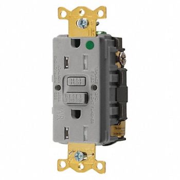 HUBBELL GFCI Receptacle 15A 125VAC 5-15R Gray, 39EA47