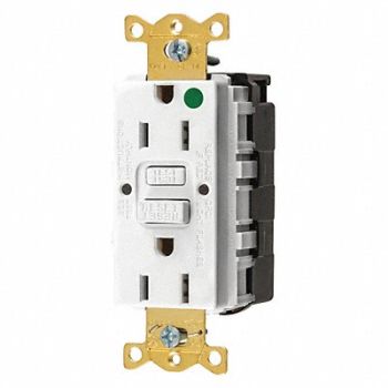 HUBBELL GFCI Rceptcle Hspital Wht 15A 0.5 HP, 45UE01
