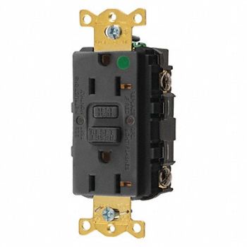 HUBBELL GFCI Receptacle 20A 125VAC 5-20R Black, 39EA39