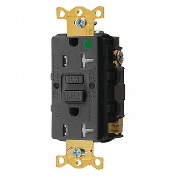 HUBBELL Recept Blk 20 A GFCI 2P3W Back Side 1PK, 39EA54