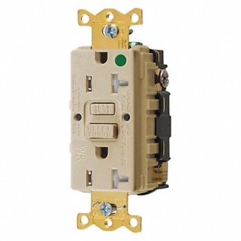HUBBELL GFCI Receptacle 20A 125VAC 5-20R Ivory, 39EA56