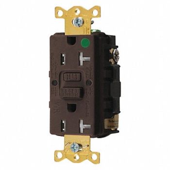 HUBBELL GFCI Receptacle 20A 125VAC 5-20R Brown, 39EA57