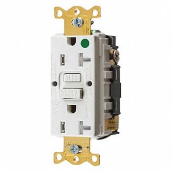 HUBBELL GFCI Receptacle 20A 125VAC 5-20R White, 39EA60
