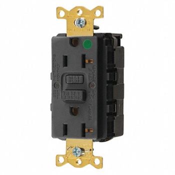 HUBBELL GFCI Rceptcle Hspital Blk 20A 1 HP, 45UE22
