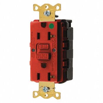 HUBBELL GFCI Rceptcle Hspital Red 20A 1 HP, 45UE26