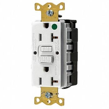 HUBBELL GFCI Rceptcle Hspital Wht 20A 1 HP, 45UE27