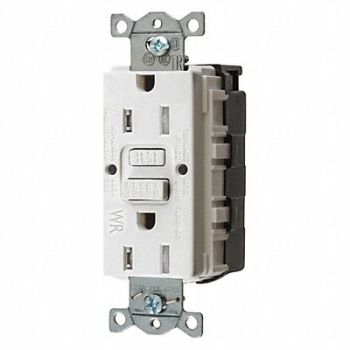 HUBBELL Recept Wht 15 A GFCI 2P3W Back Side 1PK, 45UE35