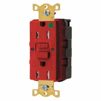 HUBBELL GFCI Rceptcle Hspital Red 15A 0.5 HP, 45UE50