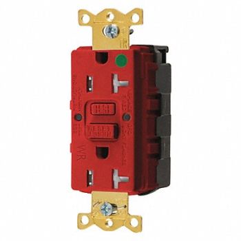 HUBBELL GFCI Rceptcle Hspital Red 20A 1 HP, 45UE58