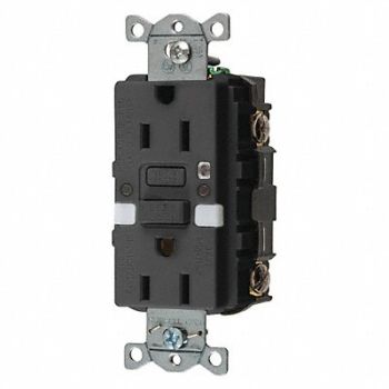 HUBBELL GFCI Rceptcle Commer. Blk 15A 0.5 HP, 45UE61