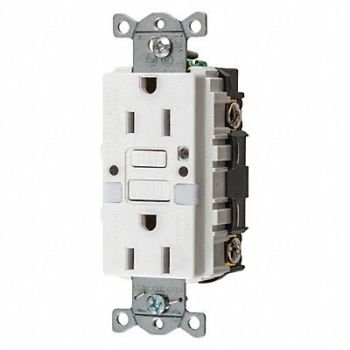 HUBBELL GFCI Rceptcle Commer. Wht 15A 0.5 HP, 45UE67