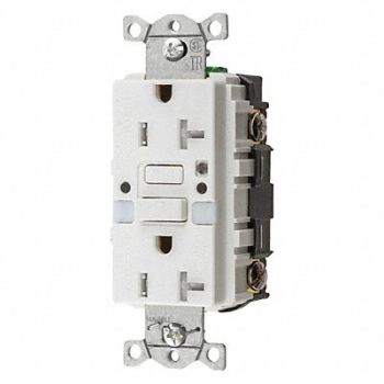 HUBBELL GFCI Rceptcle Commer. Wht 20A 1 HP, 45UE91