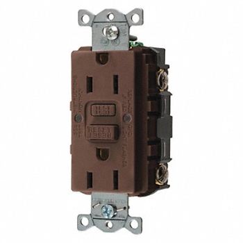 HUBBELL GFCI Receptacle 15A 125VAC 5-15R Brown, 39EA18