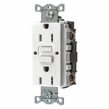 HUBBELL GFCI Receptacle 15A 125VAC 5-15R White, 39EA20