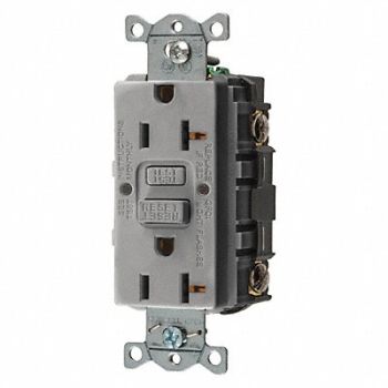 HUBBELL GFCI Receptacle 20A 125VAC 5-20R Gray, 39EA22