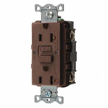 HUBBELL GFCI Receptacle 20A 125VAC 5-20R Brown, 39EA24
