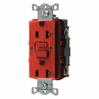 HUBBELL GFCI Receptacle 20A 125VAC 5-20R Red, 39EA25