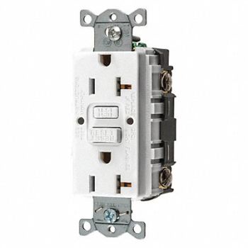 HUBBELL GFCI Receptacle 20A 125VAC 5-20R White, 39EA26
