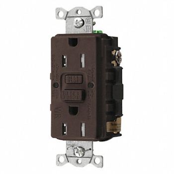 HUBBELL GFCI Receptacle 15A 125VAC 5-15R Brown, 39EA70