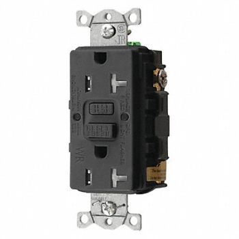 HUBBELL GFCI Receptacle 20A 125VAC 5-20R Black, 39EA80