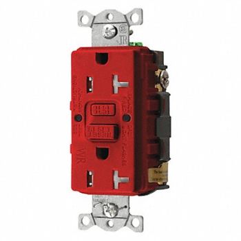 HUBBELL GFCI Receptacle 20A 125VAC 5-20R Red, 39EA84