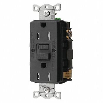 HUBBELL GFCI Rceptcle Commer. Blk 15A 0.5 HP, 45UF29
