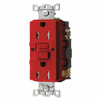 HUBBELL GFCI Rceptcle Commer. Red 15A 0.5 HP, 45UF34