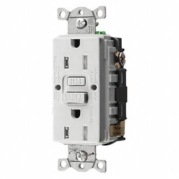 HUBBELL GFCI Rceptcle Commer. Wht 15A 0.5 HP, 45UF35