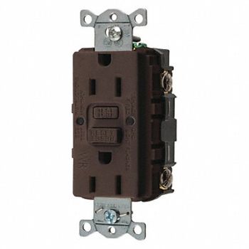 HUBBELL GFCI Rceptcle Commer. Brwn 15A 0.5 HP, 45UF48
