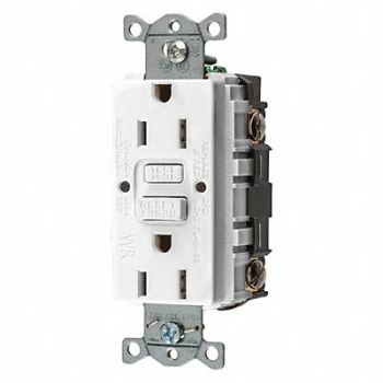 HUBBELL GFCI Rceptcle Commer. Wht 15A 0.5 HP, 45UF51