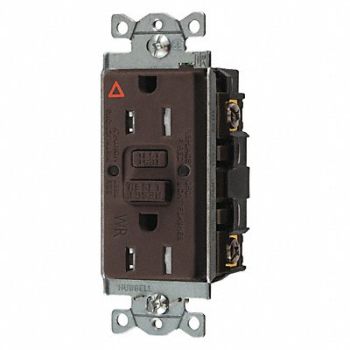 HUBBELL GFCI Rceptcle Commer. Brwn 15A 0.5 HP, 45UF64
