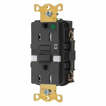 HUBBELL GFCI Rceptcle Hspital Blk 15A 0.5 HP, 45UG10