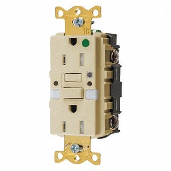 HUBBELL GFCI Rceptcle Hspital Ivry 15A 0.5 HP, 45UG12