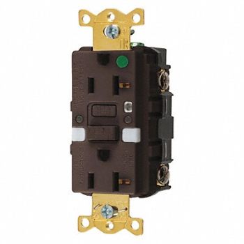 HUBBELL GFCI Rceptcle Hspital Brwn 20A 1 HP, 45UG21