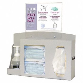 BOWMAN DISPENSERS Respiratory Hygiene Station 20-35/64in.H, 45UZ70