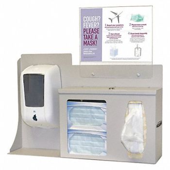 BOWMAN DISPENSERS Respiratory Hygiene Station 21-59/64in.H, 45UZ72