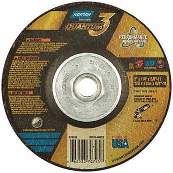 NORTON Depressed Center Wheel 5in 5/8-11in, 45VH26