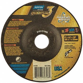 NORTON Depressed Center Wheel 5in 7/8in Type 27, 45VH27