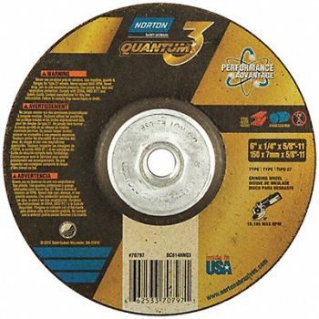 NORTON Depressed Center Wheel 6in 5/8-11in, 45VH28
